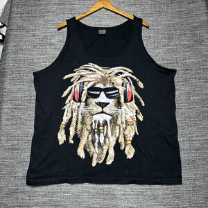 Lion Rasta Marley Vintage Tank Top Men's 2XL Black Sleeveless RARE